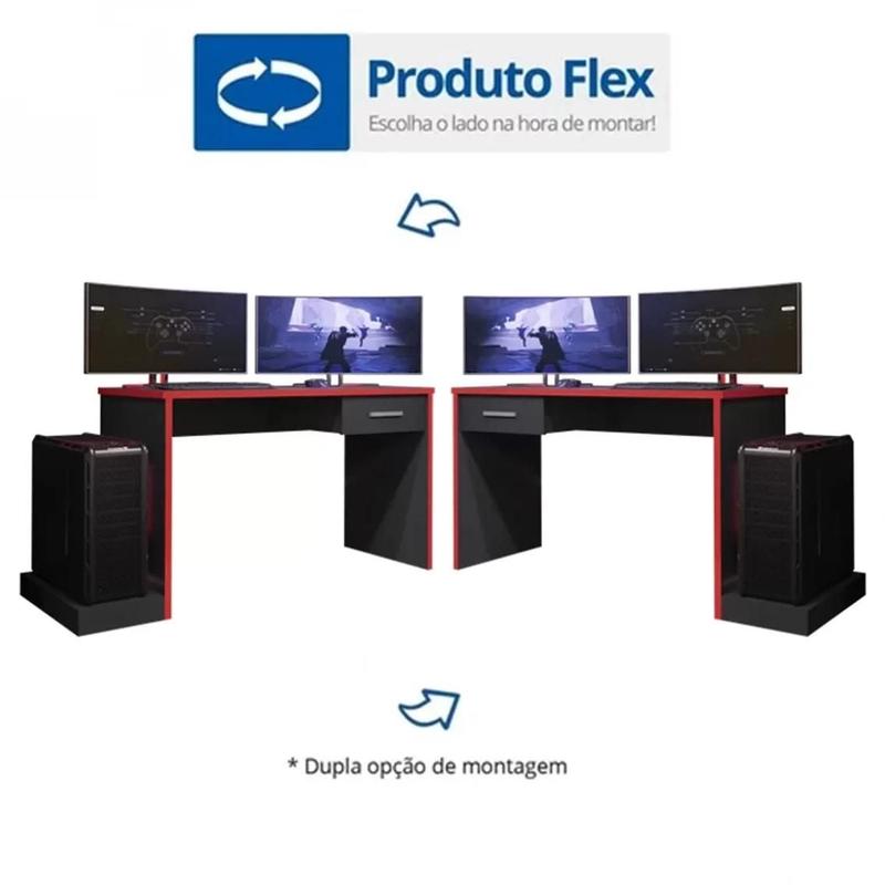 デスク Mesa Gamer Escrivaninha 1 Gaveta DRX 9000 - Móveis Leão